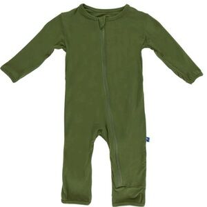 Kickee Pants Solid Bamboo Coverall with Zipper - Moss